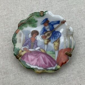 Antique Limoges Brooch the Serenade